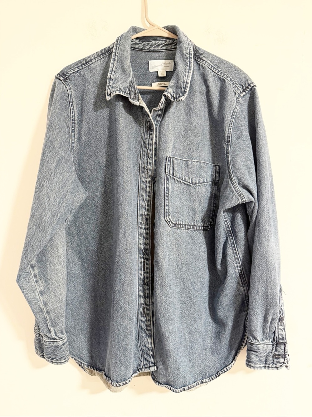 Universal Thread Denim Button Down Shirt Light Wash Blue XL Relaxed Fit Lyocell - Picture 6 of 6